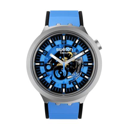 SWATCH BIG BOLD IRONY AZURE BLUE DAZE 47MM SB07S106