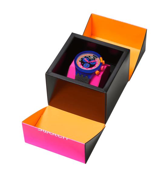 SWATCH BIG BOLD CHRONO NEON PARTY TO THE MAX PAY! 47 MM