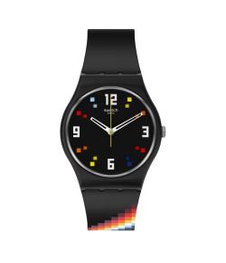 SWATCH BLACK CAROUSEL SQUARES 34MM SO28B705