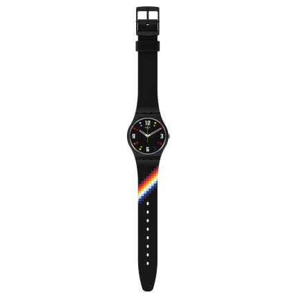 SWATCH BLACK CAROUSEL SQUARES 34MM SO28B705