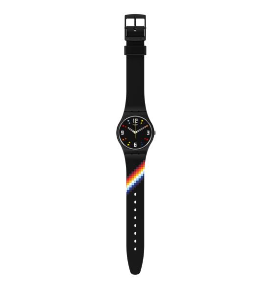 SWATCH BLACK CAROUSEL SQUARES 34MM SO28B705
