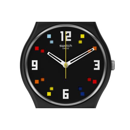 SWATCH BLACK CAROUSEL SQUARES 34MM SO28B705