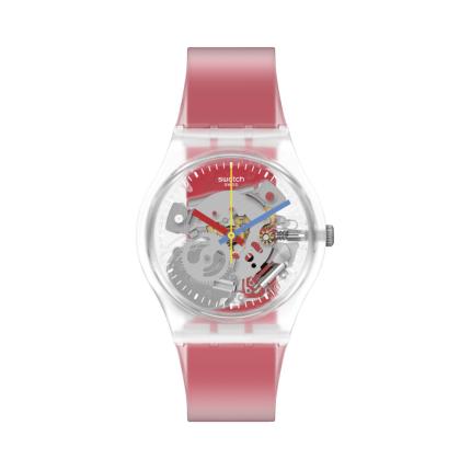 SWATCH GENT CLEARLY RED STRIPED GE292