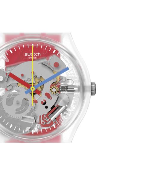SWATCH GENT CLEARLY RED STRIPED GE292