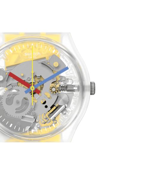 SWATCH GENT CLEARLY YELLOW STRIPED 34MM GE291