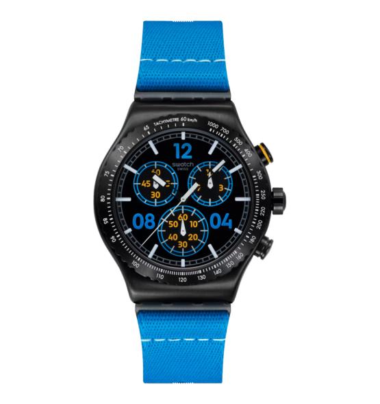 SWATCH IRONY MOMENTS IN BLUE 43MM YVB100