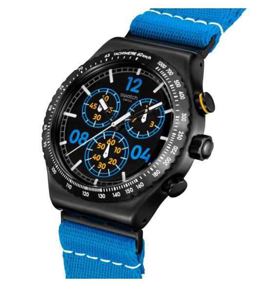 SWATCH IRONY MOMENTS IN BLUE 43MM YVB100