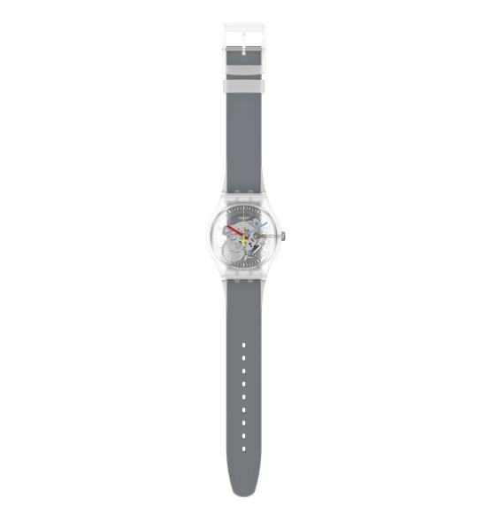 SWATCH NEW GENT CLEARLY BLACK STRIPED SUOK157