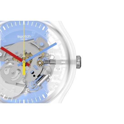 SWATCH NEW GENT CLEARLY BLUE STRIPED 41MM SUOK156