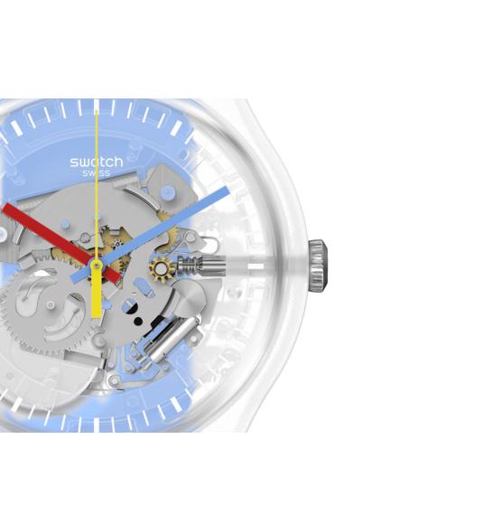 SWATCH NEW GENT CLEARLY BLUE STRIPED 41MM SUOK156