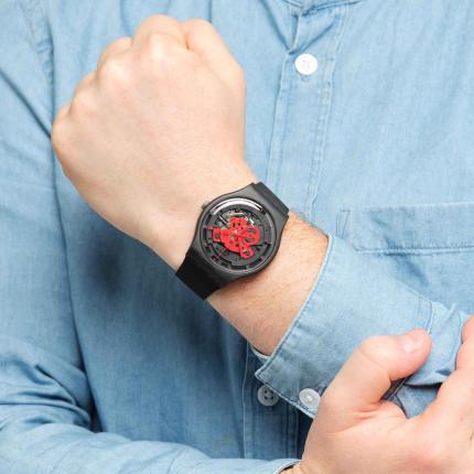 SWATCH NEW GENT TIME TO RED BIG 41MM SO32B110