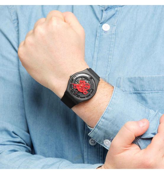 SWATCH NEW GENT TIME TO RED BIG 41MM SO32B110