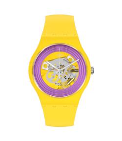 SWATCH NEW GET PURPLE RINGS YELLOW 41MM SO29J100