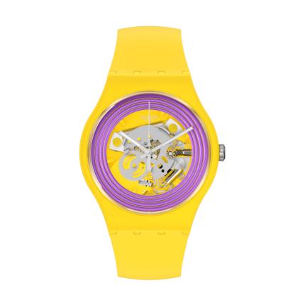 SWATCH NEW GET PURPLE RINGS YELLOW 41MM SO29J100