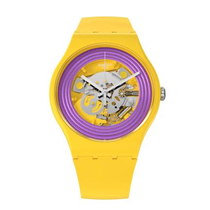 SWATCH NEW GET PURPLE RINGS YELLOW 41MM SO29J100