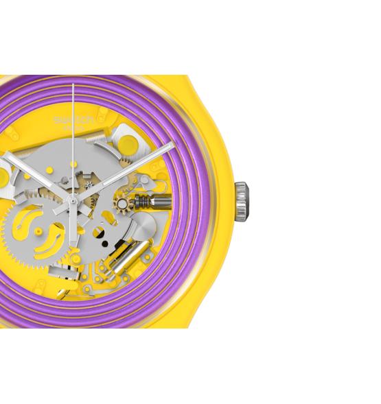 SWATCH NEW GET PURPLE RINGS YELLOW 41MM SO29J100