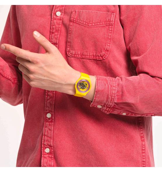 SWATCH NEW GET PURPLE RINGS YELLOW 41MM SO29J100